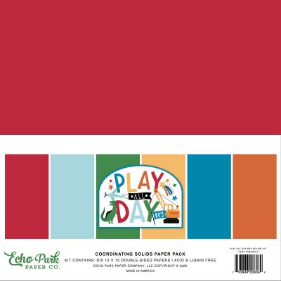 Echo Park Play All Day Boy Cardstock - Solids Kit